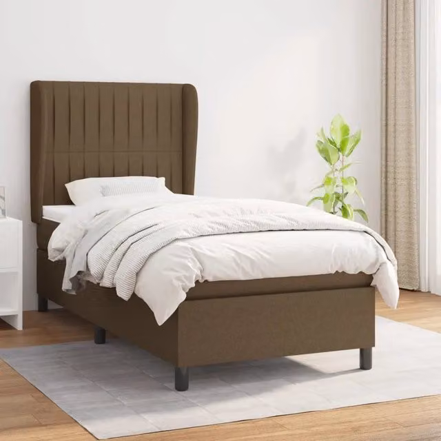 Letto Ibrido vidaXL con Giroletto a Molle e Materasso Marrone e Bianco L/P/H: 100 x 200 x 40 cm – 1