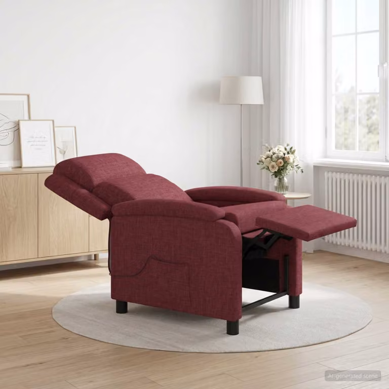 Poltrona relax reclinabile vidaXL in tessuto rosso con braccioli per soggiorno e ufficio
