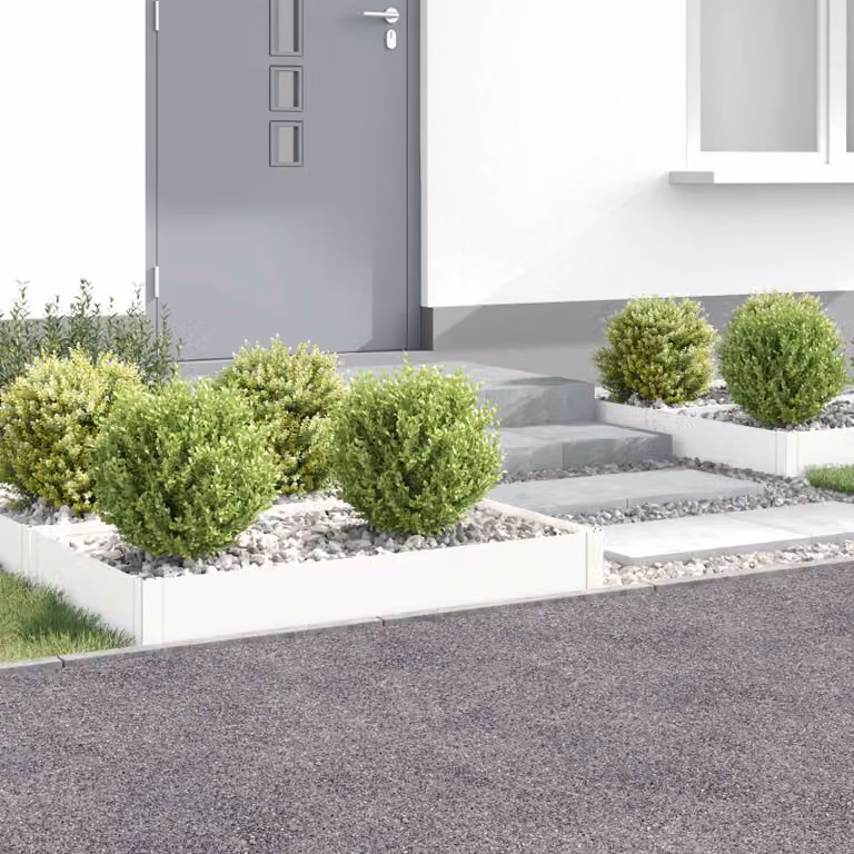 Set di 4 bordure per prato vidaXL in acciaio bianco L 100 x P 60 x H 20 cm