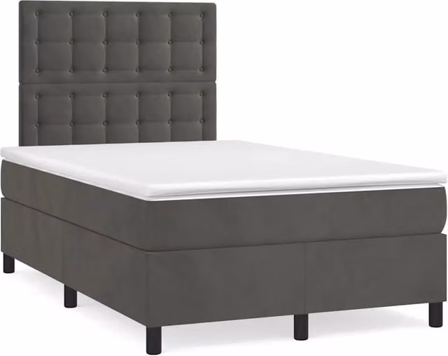 Giroletto a Molle con Materasso Grigio Scuro 120x190 cm Velluto 3270020