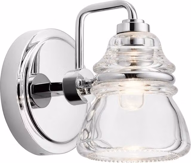 Applique da bagno Talland Kichler in metallo cromato e vetro trasparente, attacco G9, IP44, H: 17.5 cm, L: 12.7 cm, P: 16.3 cm