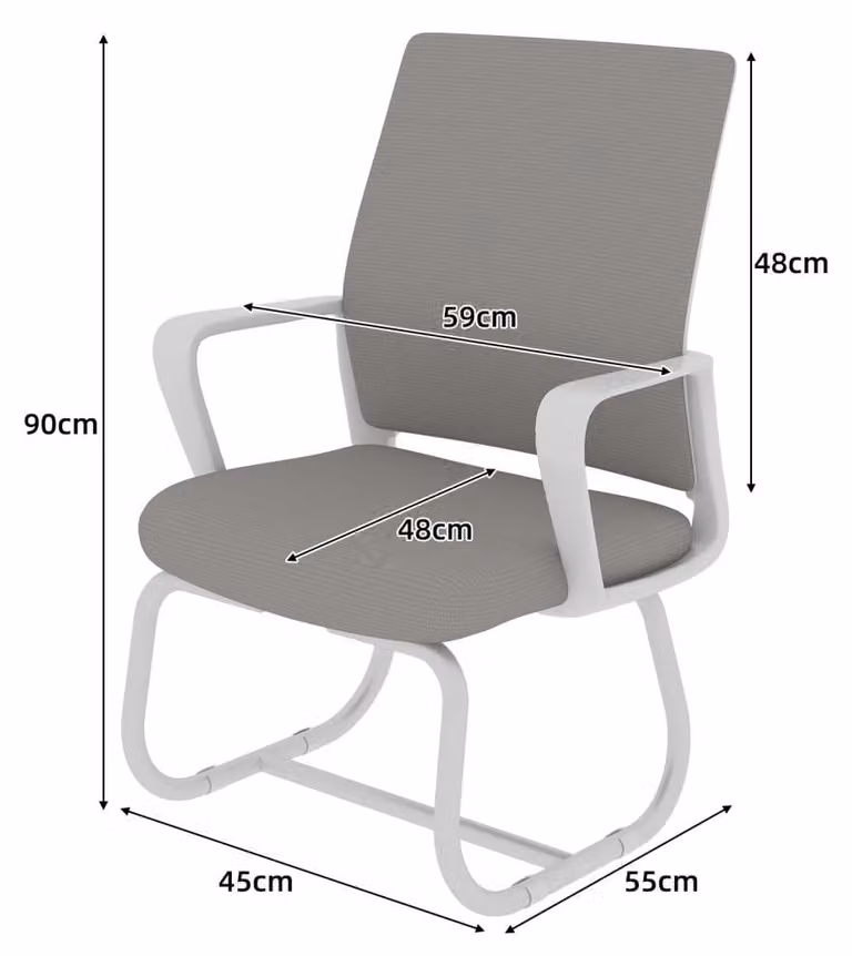 Sedia da ufficio - CQY20250923 - Design moderno e minimalista - Struttura in metallo - Morbida e confortevole - Adatta per casa e ufficio - Da montare autonomamente - Colori: grigio e bianco