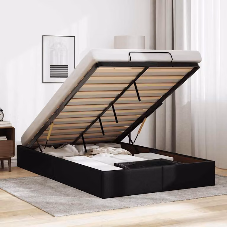 Struttura Letto con Contenitore a Sollevamento vidaXL in Similpelle Nero L 120 x P 200 cm