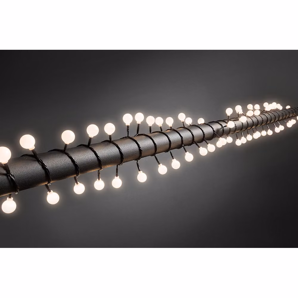 Konstsmide - Globelichterkette a LED, diodi rotondi grandi, 80 diodi bianco caldo, trasformatore per esterni da 24 V, cavo nero ; 3696-107