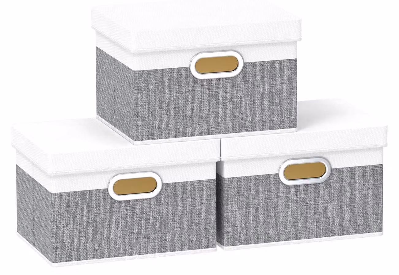 Contenitori pieghevoli con coperchio - Set da 3, lavabili, ideali per l'abbigliamento