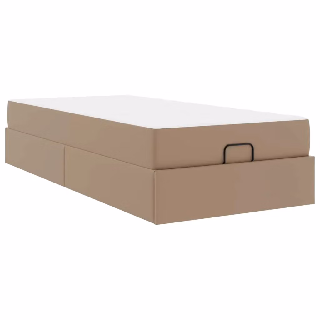Set letto con struttura imbottita e materasso in schiuma vidaXL, colore marrone e beige, L/P/H: 190 x 90 x 43,5 cm – 2