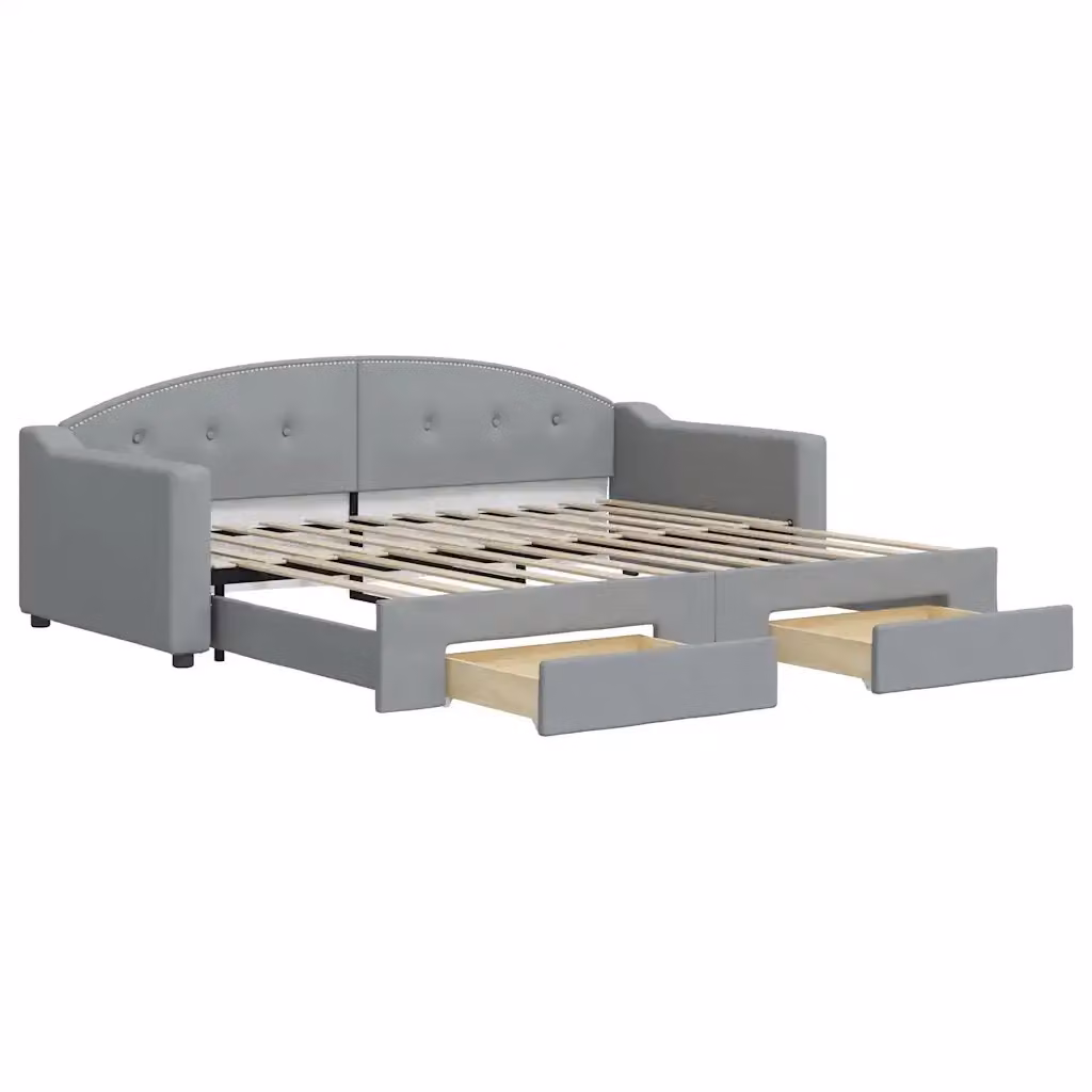Divano Letto Estraibile con Cassetti vidaXL in Tessuto Grigio L/P/H: 223 x 90 x 75 cm – 2