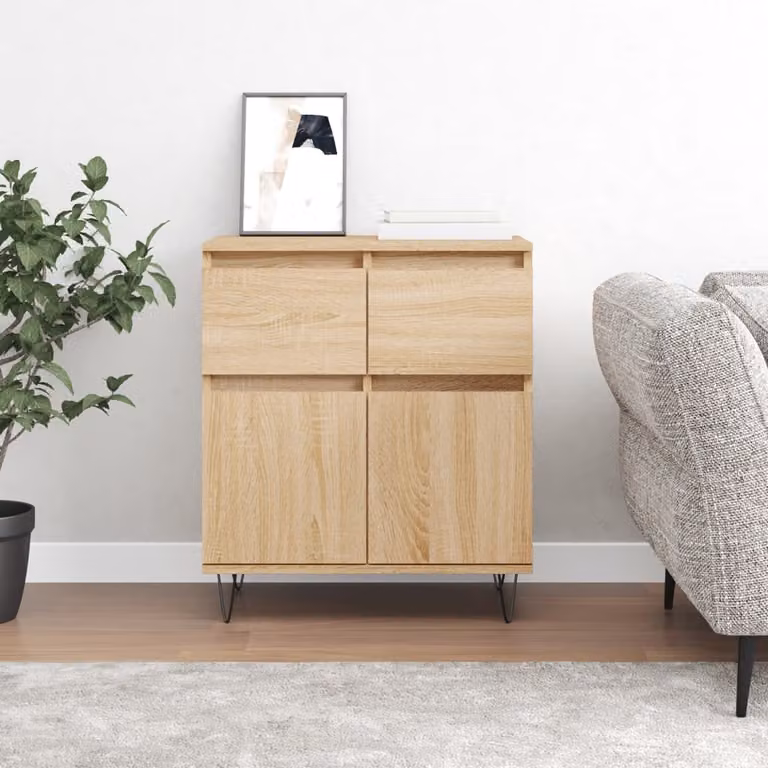 Credenza moderna vidaXL in legno Rovere Sonoma, colore beige/marrone, L 60 cm x P 35 cm x H 70 cm