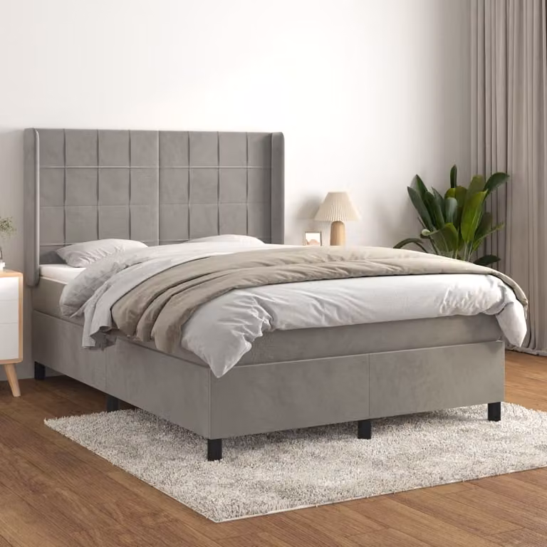 Maison Exclusive - Giroletto a Molle con Materasso Grigio Chiaro 140x200cm Velluto