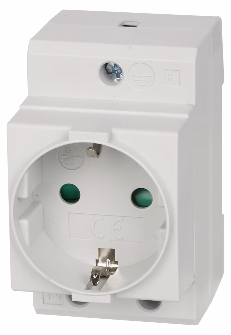 Set di 2 prese Schuko per montaggio su guida DIN, 16 A, 230 V, con messa a terra, per quadri elettrici