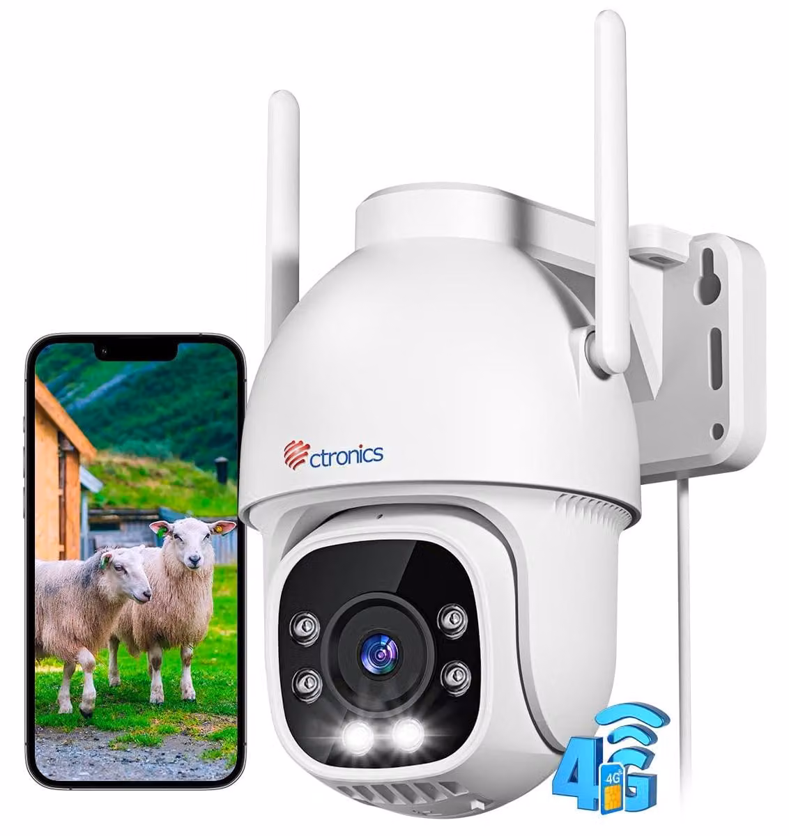 Telecamera di sicurezza esterna - Wireless - 3G/4G LTE con scheda SIM - Bianca - 2 MP