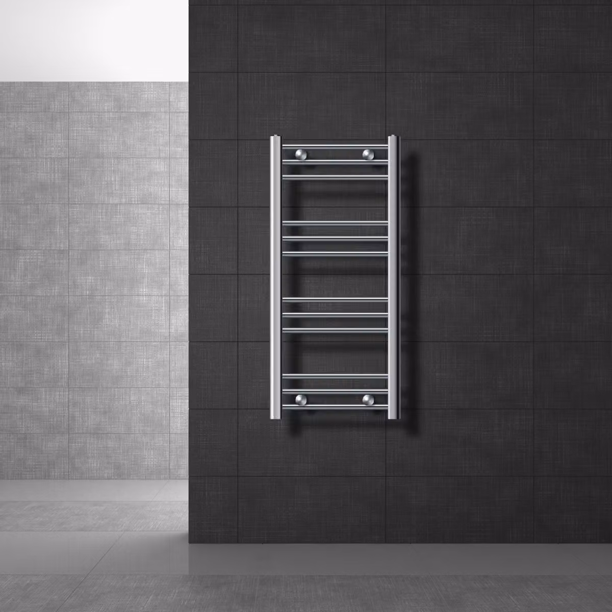 LuxeBath radiatore bagno Sahara, 400x800 mm, cromo, curvo con attacco laterale, senza elemento riscaldante