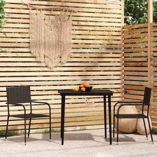 Set Mobili da Pranzo per Giardino 3 pz Nero 3099589