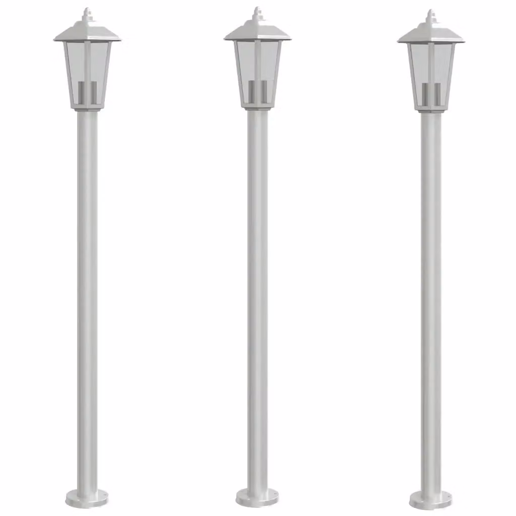 Set di 3 lampade da terra per esterni vidaXL in acciaio inox color argento, Altezza: 120 cm – 2