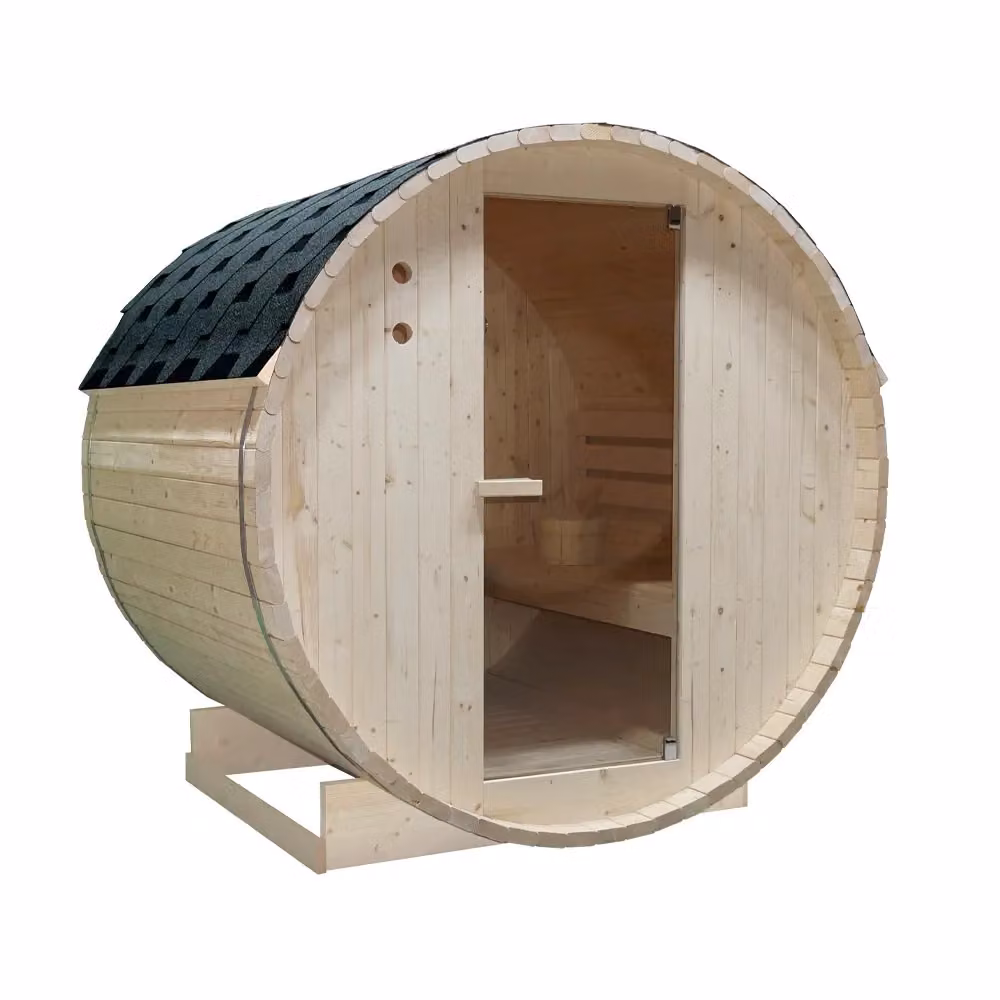 Sauna finlandese da esterno Parama per 4 persone in legno di abete marrone L: 185 cm, P: 180 cm, H: 190 cm – 2
