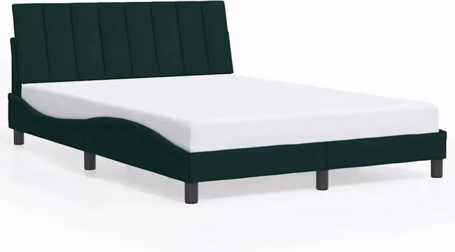 Letto matrimoniale | Letto per adulti | Giroletto senza Materasso Hanko Verde Scuro 140x190 cm in Velluto