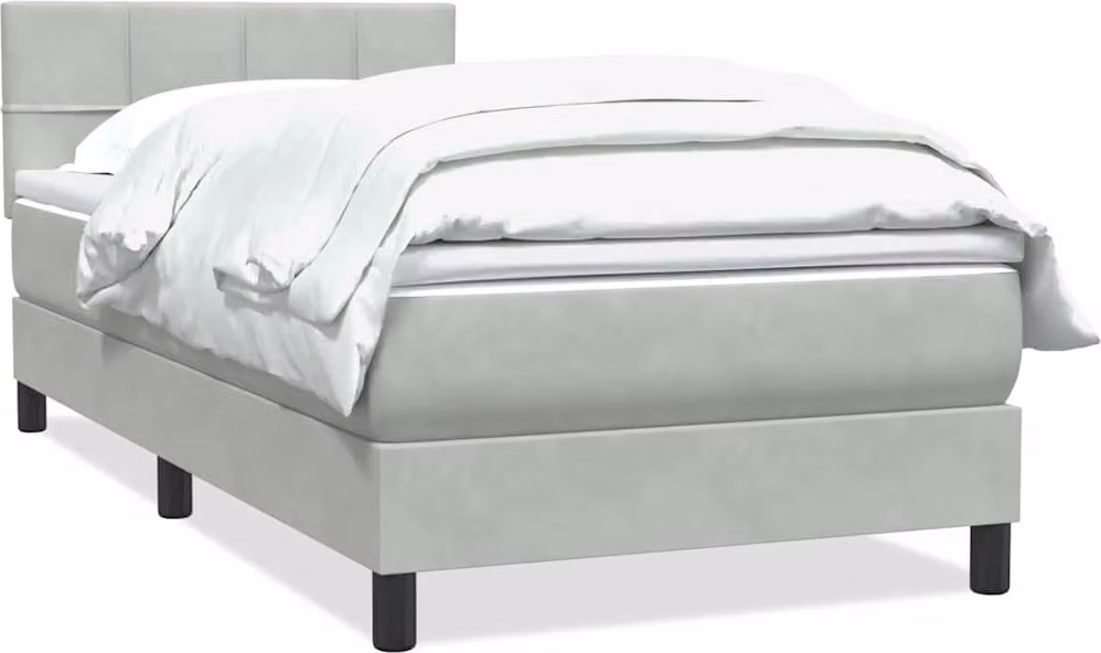 Giroletto a Molle con Materasso Grigio Chiaro 80x220 cm Velluto