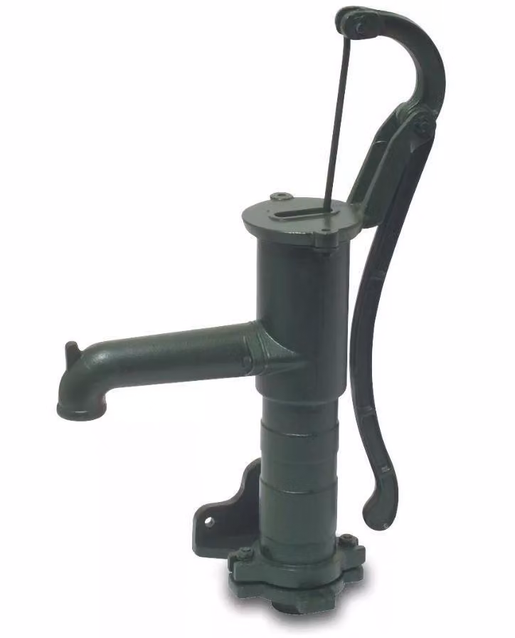 Pompa a mano in ghisa, 1 1/4", filettatura interna, verde, tipo standard, flangia laterale