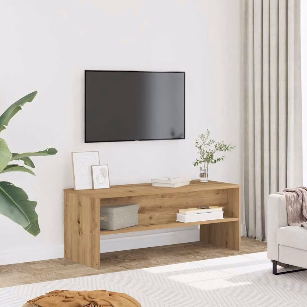 Mobile Porta TV vidaXL Rovere Artigianale Marrone con Ruote L 100 x P 40 x H 40 cm