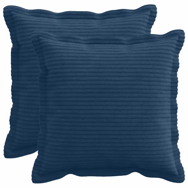 Set di 2 federe vidaXL HOUTEN in velluto a coste blu navy, L 50 cm x P 50 cm