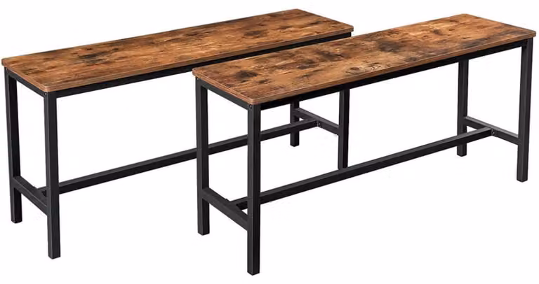 Set industriale composto da 2 panche da tavolo – Panchina per sala da pranzo – 108 x 32,5 x 50 cm