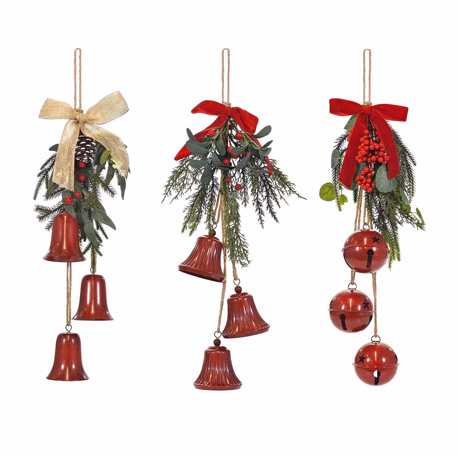 Vestiamo Casa Gran Natale Appendino Natalizio con Campanelli Decorativi Rosso H: 62 cm – 1