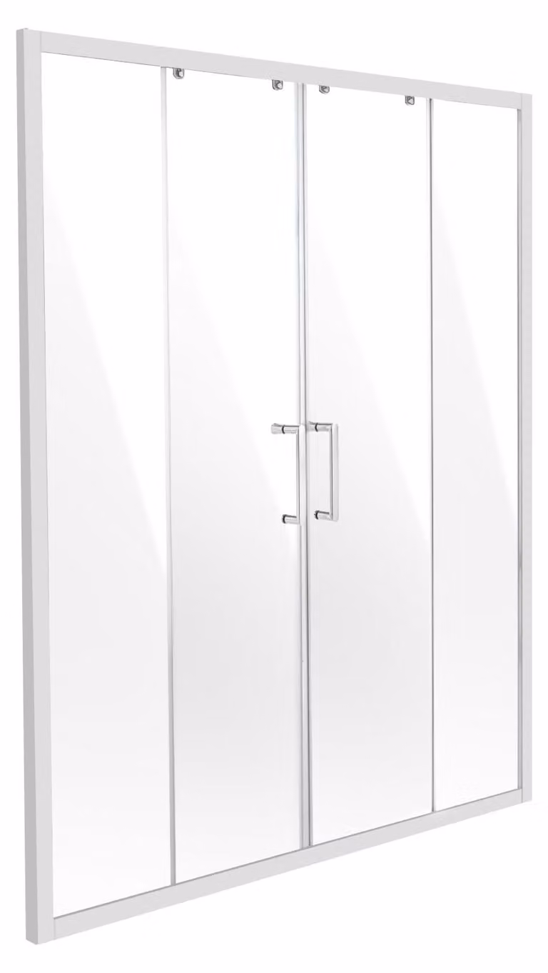Porta doccia semiquadrata SucceBuy (1469–1499 x 1778 mm) Porta scorrevole in vetro temperato trasparente da 6 mm, idrorepellente, resistente agli urti, con rivestimento NANO, resistente alle macchie, con ferramenta in acciaio inossidabile con finitura cro