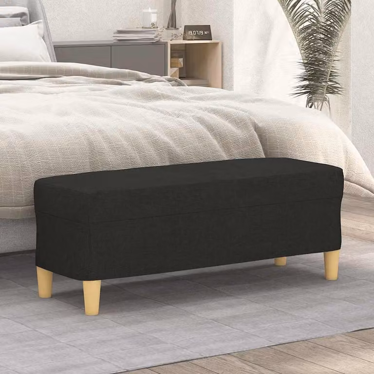 Panca moderna vidaXL in tessuto nero con struttura in legno L 100 cm x P 35 cm x H 41 cm