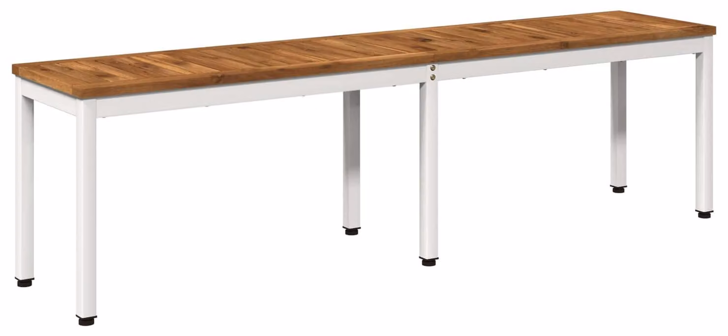 Panca da giardino, dimensioni 161 x 35 x 45 cm, realizzata in legno massello di acacia, con schienale dritto