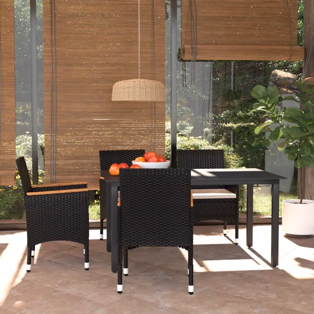 Maison Exclusive - Set da pranzo da giardino a 5 pezzi con cuscini in rattan sintetico nero