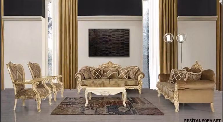 Exklusive Sofagarnitur Braune Couch Barock Rokoko Tisch 5tlg. Sofa