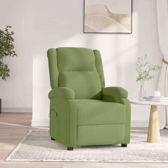 Divano Sedia-Poltrona Reclinabile Elettrica Verde Chiaro in Velluto 107038