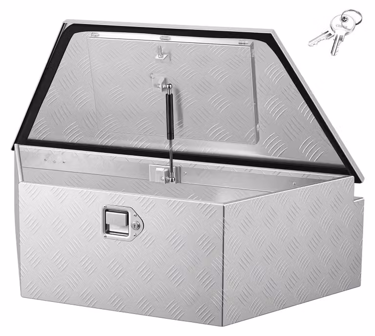 Box per timone/rimorchio - Cassetta degli attrezzi/box per camion in alluminio - 990 x 419 x 305 mm - Capacità di carico 50 kg - Con serratura e chiavi - Per pick-up, camper e SUV - Argento