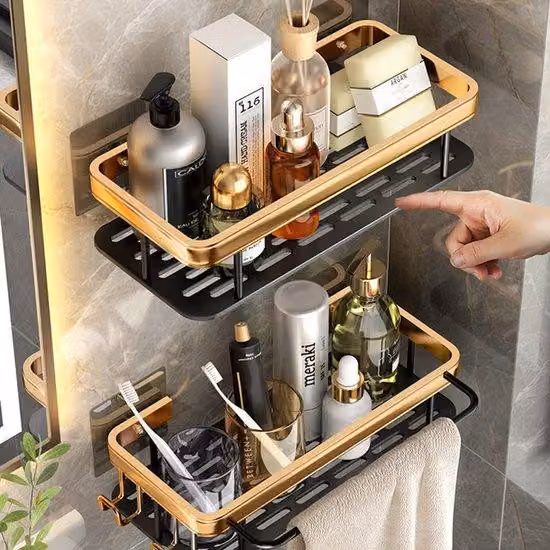 Azomor: ripiano autoadesivo per doccia senza forature, per l'organizzazione del bagno e della cucina