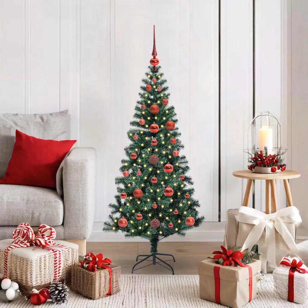 Albero di Natale artificiale moderno vidaXL con luci LED bianco caldo, Verde, Altezza: 120 cm