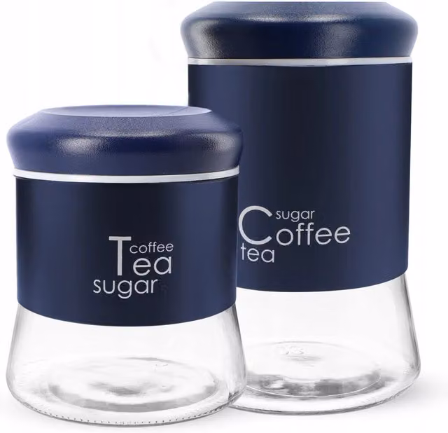 Contenitore in vetro KADAX per caffè, tè e zucchero con coperchio, per cucina, 1L + 0,75L