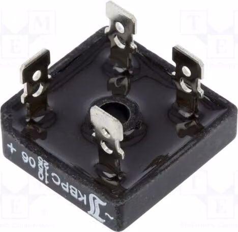 1x Raddrizzatore a ponte monofase Urmax: 600V, corrente: 10/15/25A, montaggio a foro passante (THT), modello KBPC10/15/2506FP