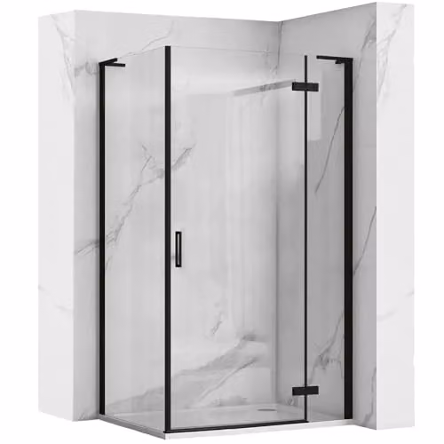 Rea Box doccia Nero 100x90 Box doccia senza piatto doccia Vetro temperato di sicurezza Trasparente 6 mm (Nero)