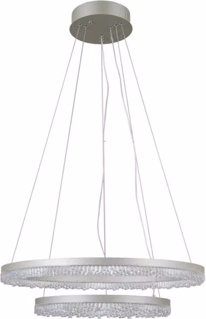 Lampada a sospensione LED Barlo 2 anelli argento Italux
