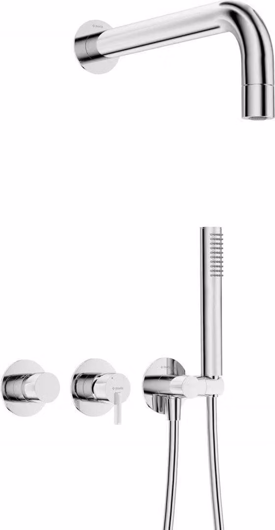 Concealed shower set with hand shower - with horizontal mixer