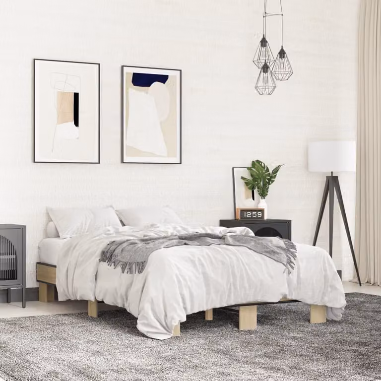 Giroletto vidaXL in Rovere Sonoma e Metallo, L/P/H: 120 x 200 x 30 cm