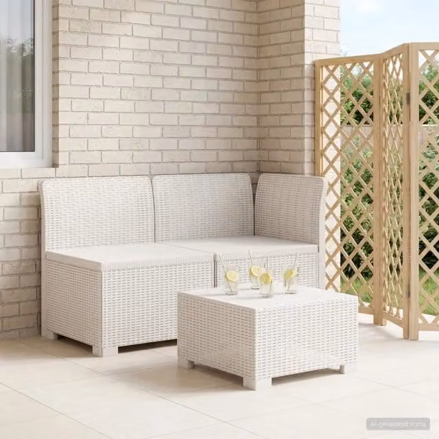 Divano da esterno-Divano da Giardino a 2 Posti Aspetto Rattan PP Bianco