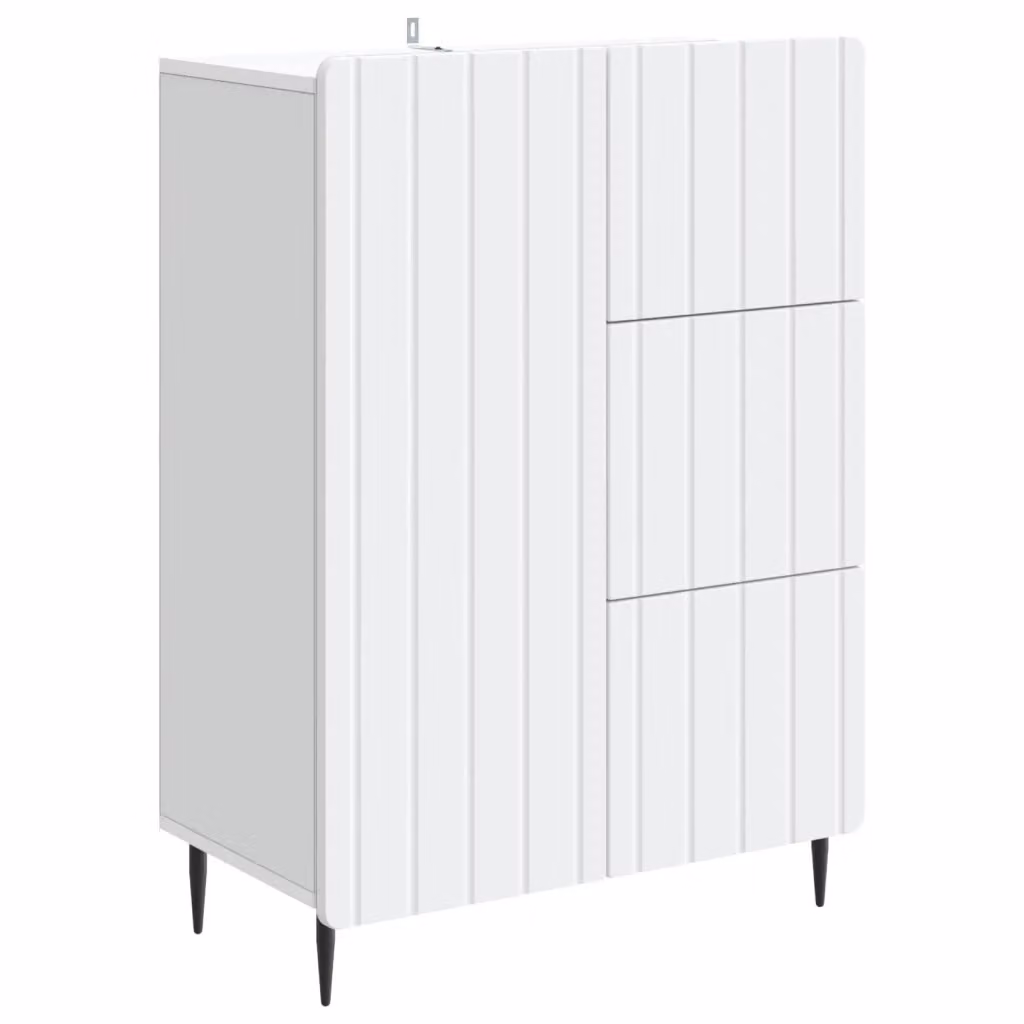 Credenza moderna vidaXL in legno MDF e metallo, Bianco opaco, L 66 x P 34,5 x H 91,5 cm – 2