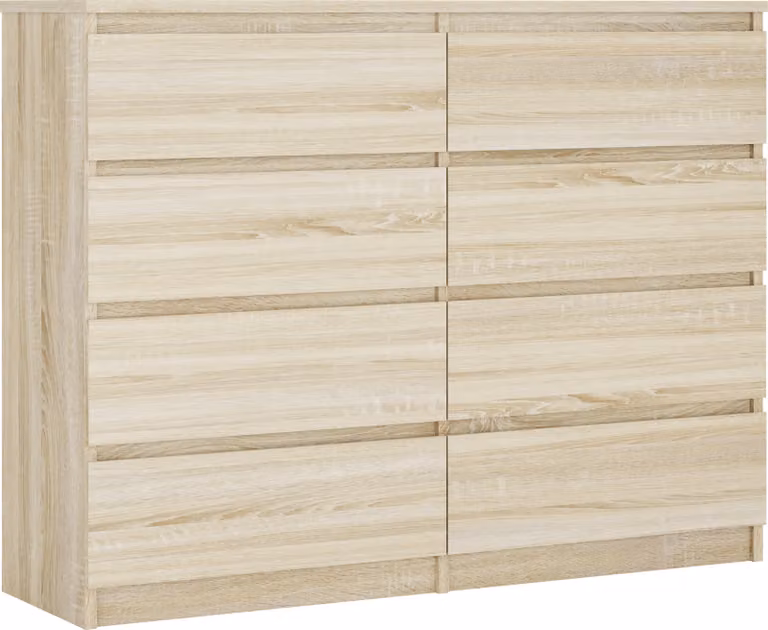 Cassettiera 8 cassetti, colore: rovere Sonoma, 120 x 101 x 39 cm