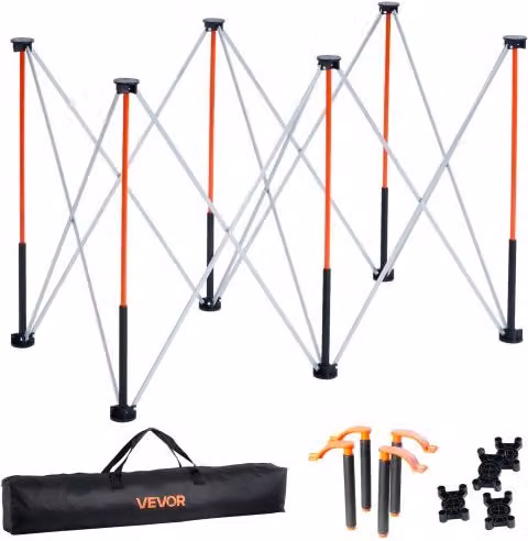 VEVOR Banco da Lavoro Pieghevole Portatile in Acciaio e Alluminio, Colore Arancione, Capacità di Carico 1135 kg, L: 126,7 cm, P: 66,5 cm, H: 86,7 cm