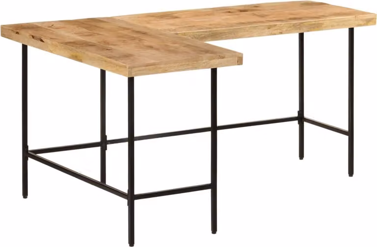 Scrivania 165x110x77 cm Legno Massello Mango Ferro