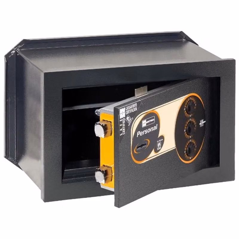 Cassaforte Mottura con Chiave e Combinazione Meccanica in Acciaio, Colore Argento e Nero, L/P/H: 35 x 23 x 23 cm – 2