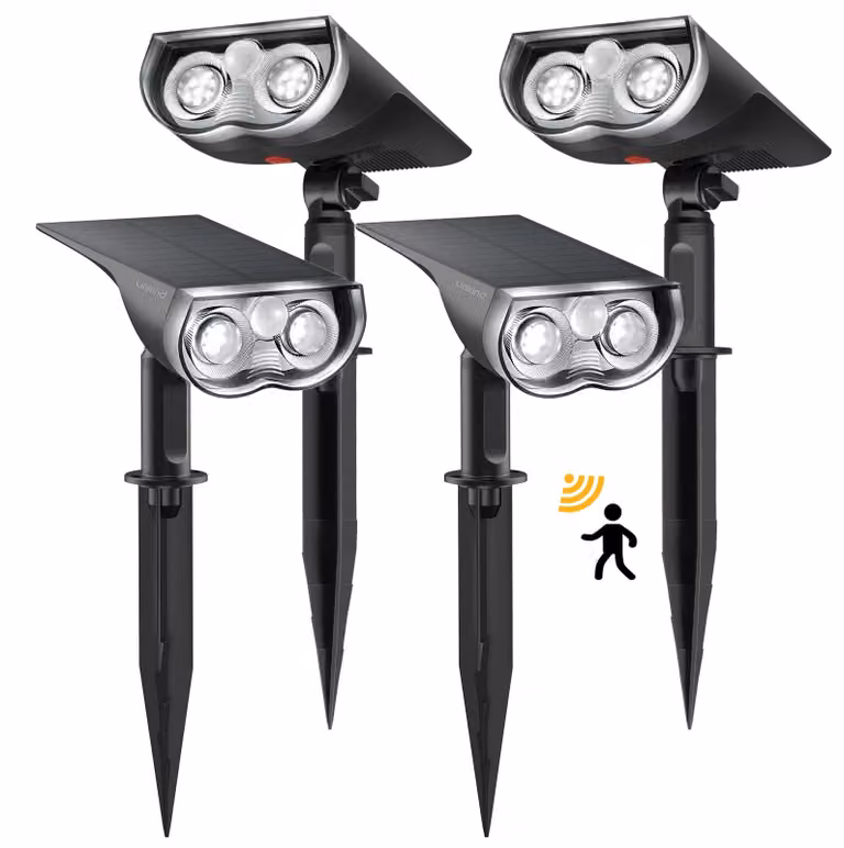 Lampade solari, confezione da 4, luce bianca fredda, 1000 lumen, grado di protezione IP67, temperatura di colore 6500 K