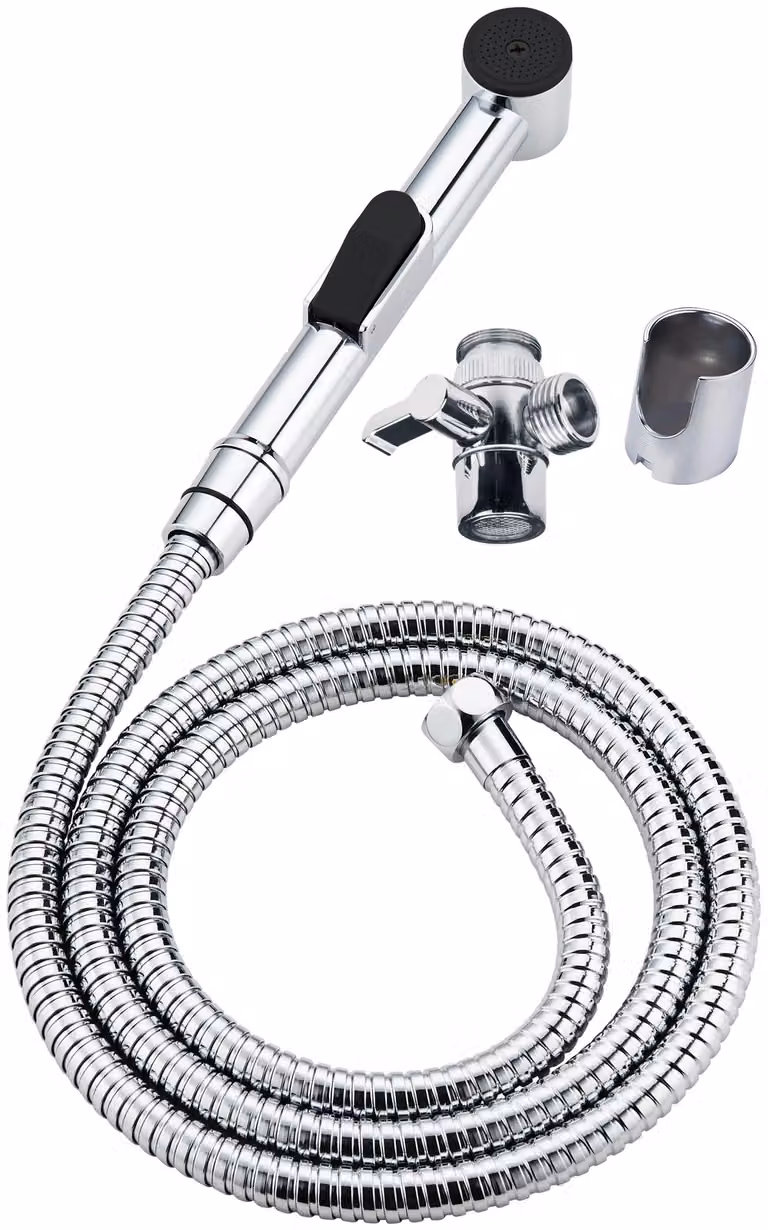 Set bidet, modello a punto, con rubinetto a doccetta - cromato, set bidet
