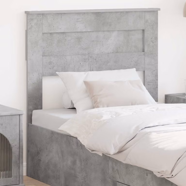 Testiera per letto vidaXL in legno ingegnerizzato, colore grigio cemento, design minimalista e finitura lucida